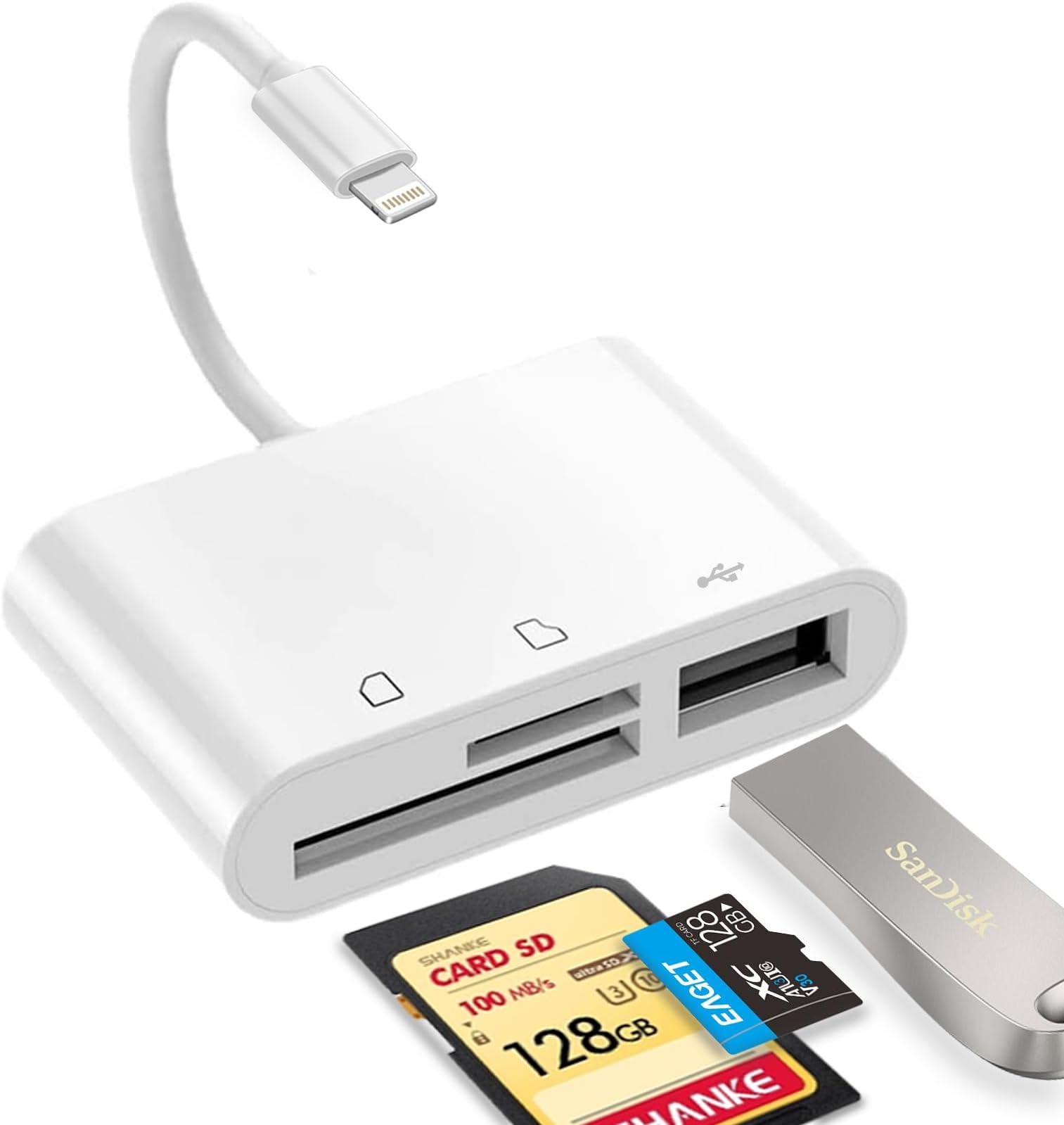 SD Card Reader for iPhone Lightning to 3 in 1 USB Camera Adapter OTG Micro SD TF Memory Card Reader for iPad