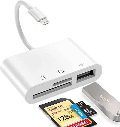 Lector de tarjetas SD para iPhone Lightning a 3 en 1 adaptador de cámara USB OTG Micro SD TF lector de tarjetas de memoria para iPad
