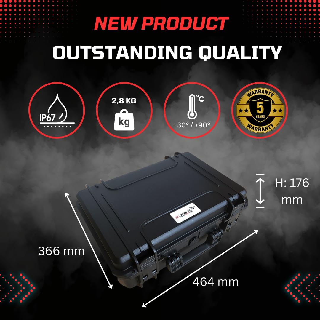 Valigia per DJI Avata 2 Fly More Combo – Impermeabile Antiurto per DJI Goggles 3 RC Motion 3 & DJI FPV Telecomando 3 Accessori Made in Germany, Nero , Valigetta rigida