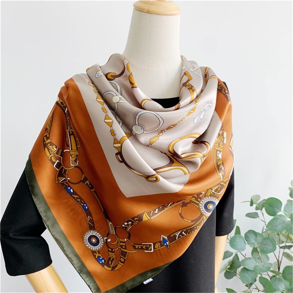 BATLAM Pañuelo de Seda de Seda para Mujer, Bufanda Cuadrada Grande de Primavera y otoño, Chal de Bufanda de Seda de Morera (Color : A, Tamaño : One Size) (A One Size)
