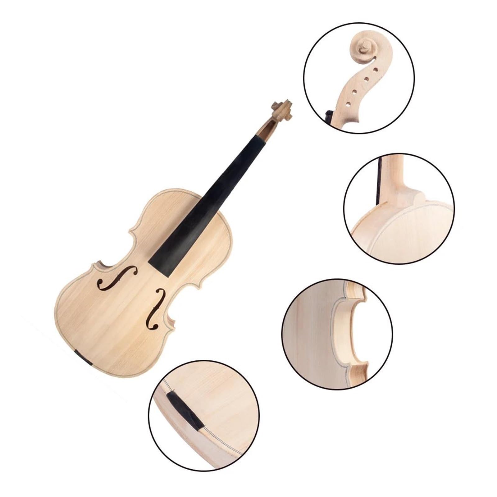 3/4 Rozmiar Niedokończony DIY Skrzypcowy Klonowy Hebanowy Podstrunnica Akcesoria I Struny Akcesoria Do Skrzypiec(3/4Violin Body)