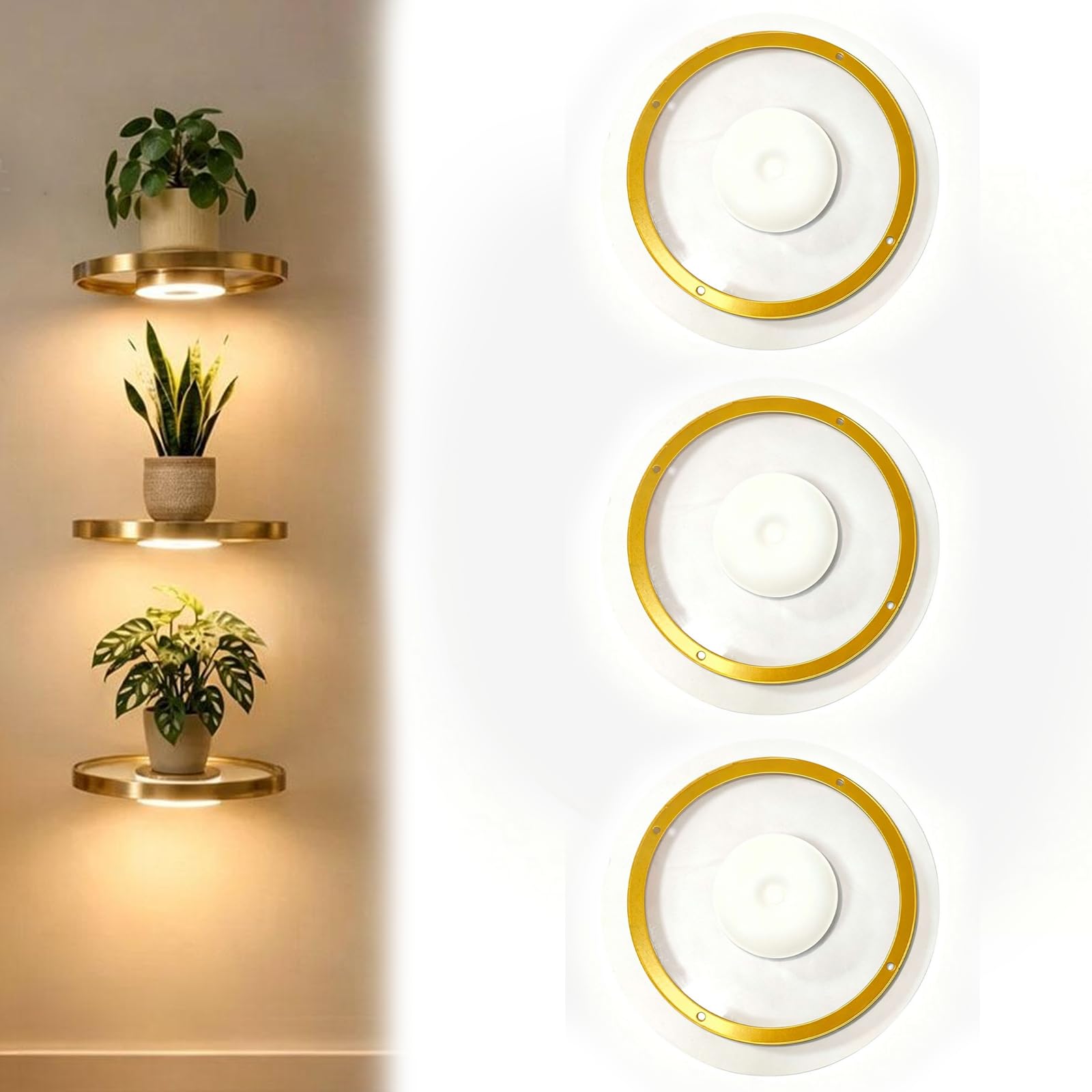Floating Wall Shelf, LED Display Rack With RGB Ambient Lighting (3Pcs)