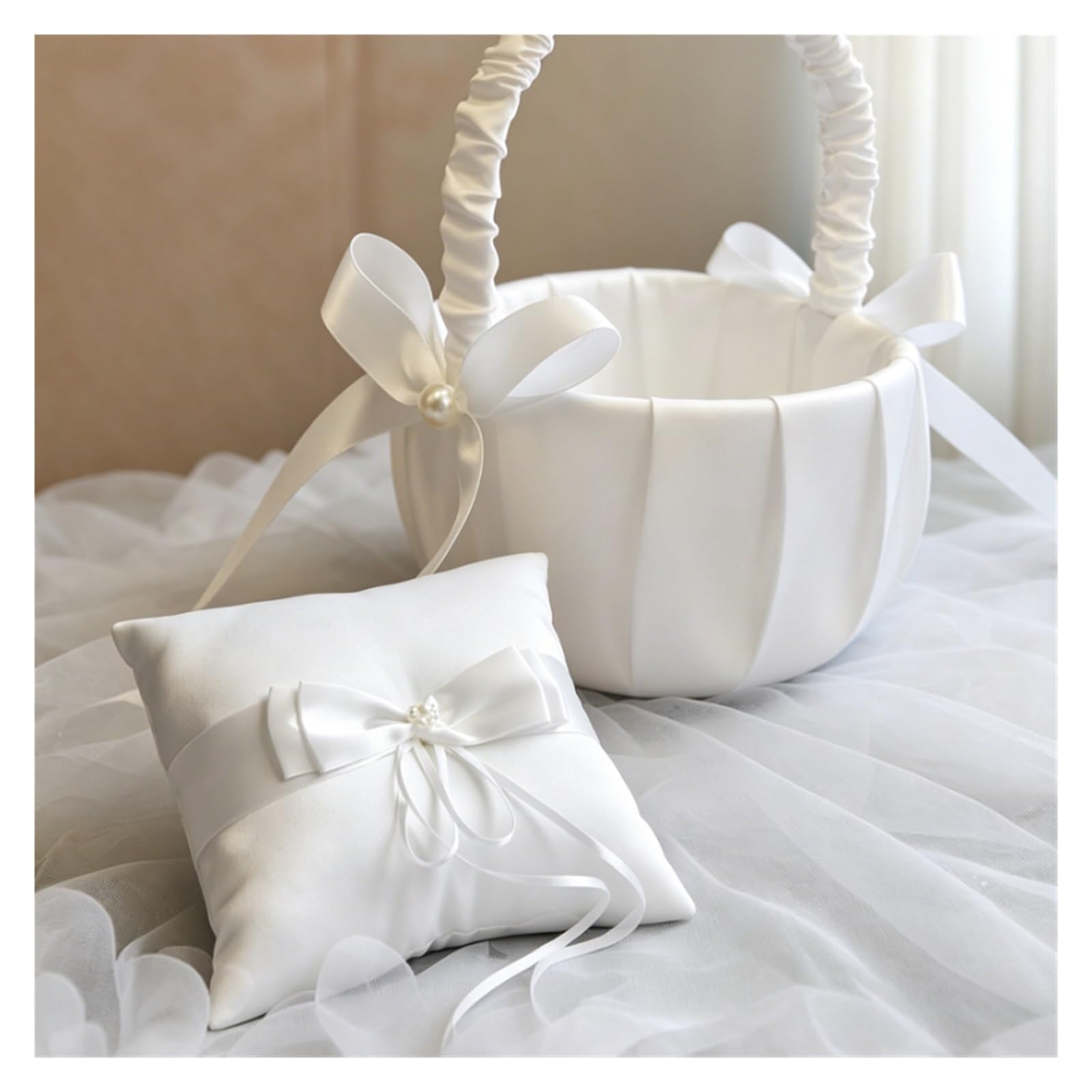 Blumenkörbchen Hochzeit Hochzeits-Blumenkörbe und Ringkissen-Set