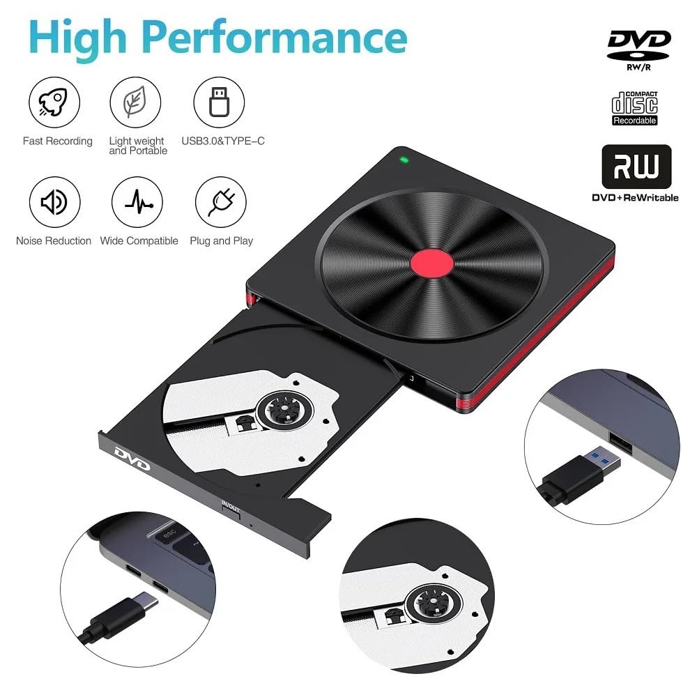 Odtwarzacz CD B52 Typ C Odczyt bezstratny USB 3.0 Odtwarzacz DVD RW Obsługuje przenośną nagrywarkę kart SD/TF Szybko i wygodnie