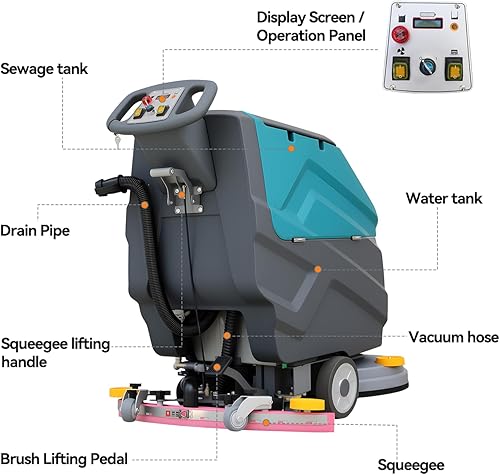 Miniatura 3 de Máquina depuradora de pisos, 22 pulgadas de ancho de limpieza, 31.5 pulgadas de ancho de succión, tanque de aguas residuales de 18.5 galones, tanque