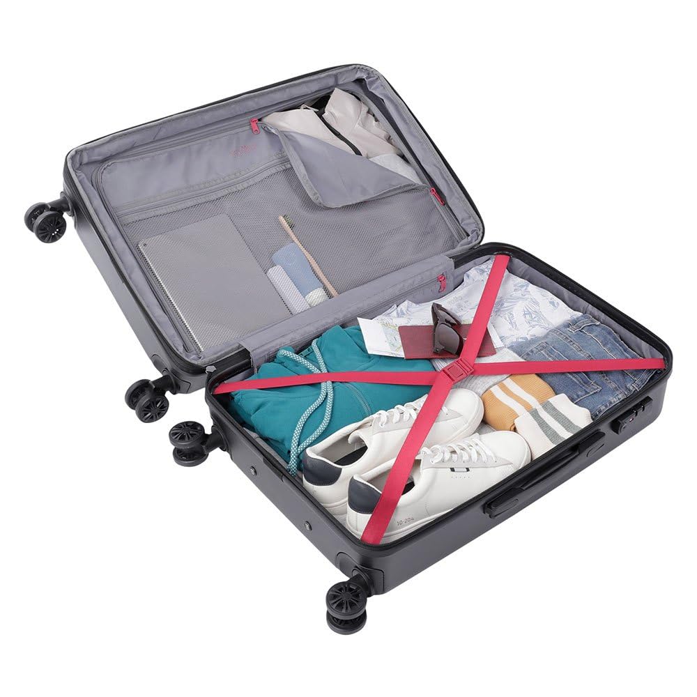 TOTTO - Maleta Rígida Mediana, Modelo Bazy+, 43.5 x 69 x 26 cm, Capacidad 64 L, Expandible, Alta Resistencia a Impactos, Ruedas 360º, Manija Telescópica, Correas Internas, Candado TSA, Color Negro