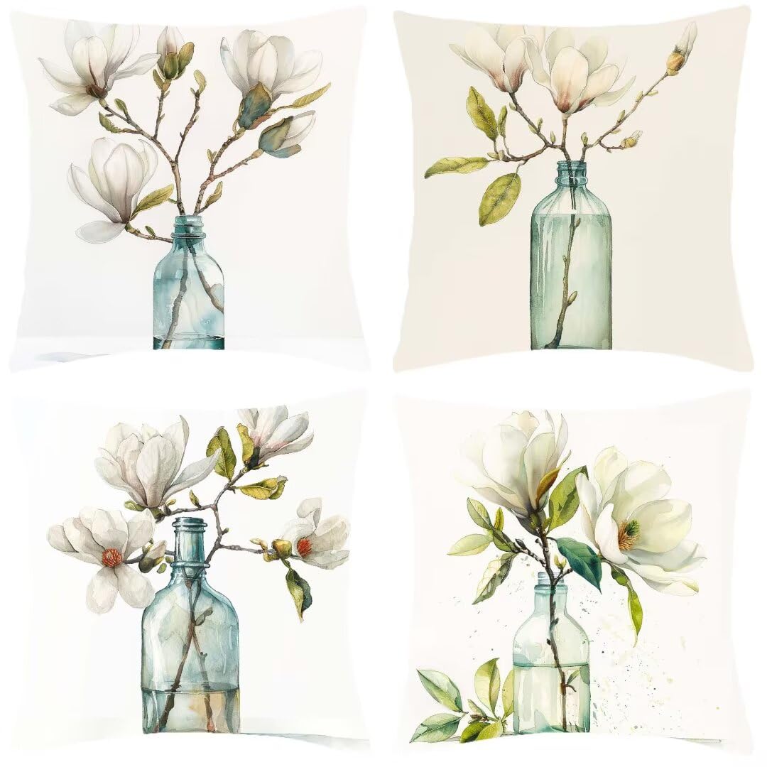 Federe per Cuscini Bottle 55x55cm Cuscini per Divano, Copricuscini Federe Cuscini Esterno Lino Impermeabili Decorativi Set da 4, Cuscino da Divano per Cuscino Divano Letto Casa Decorazione