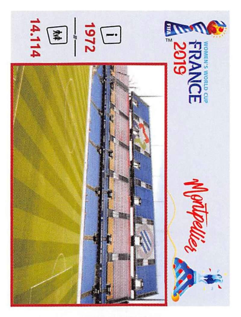 2019 Panini FIFA Women's World Cup France Sticker #13 Stade de la Mosson Mini (Small) Sticker Trading Card