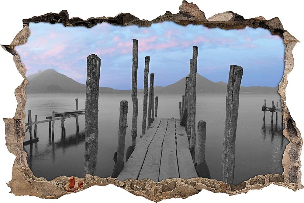 Pegatinas de Pared rotas 3D varios paseos marítimos a orillas del lago calcomanías murales extraíbles decoración de Sala de Arte de Vinilo para Sala de Estar Dormitorio Cocina 70x110cm