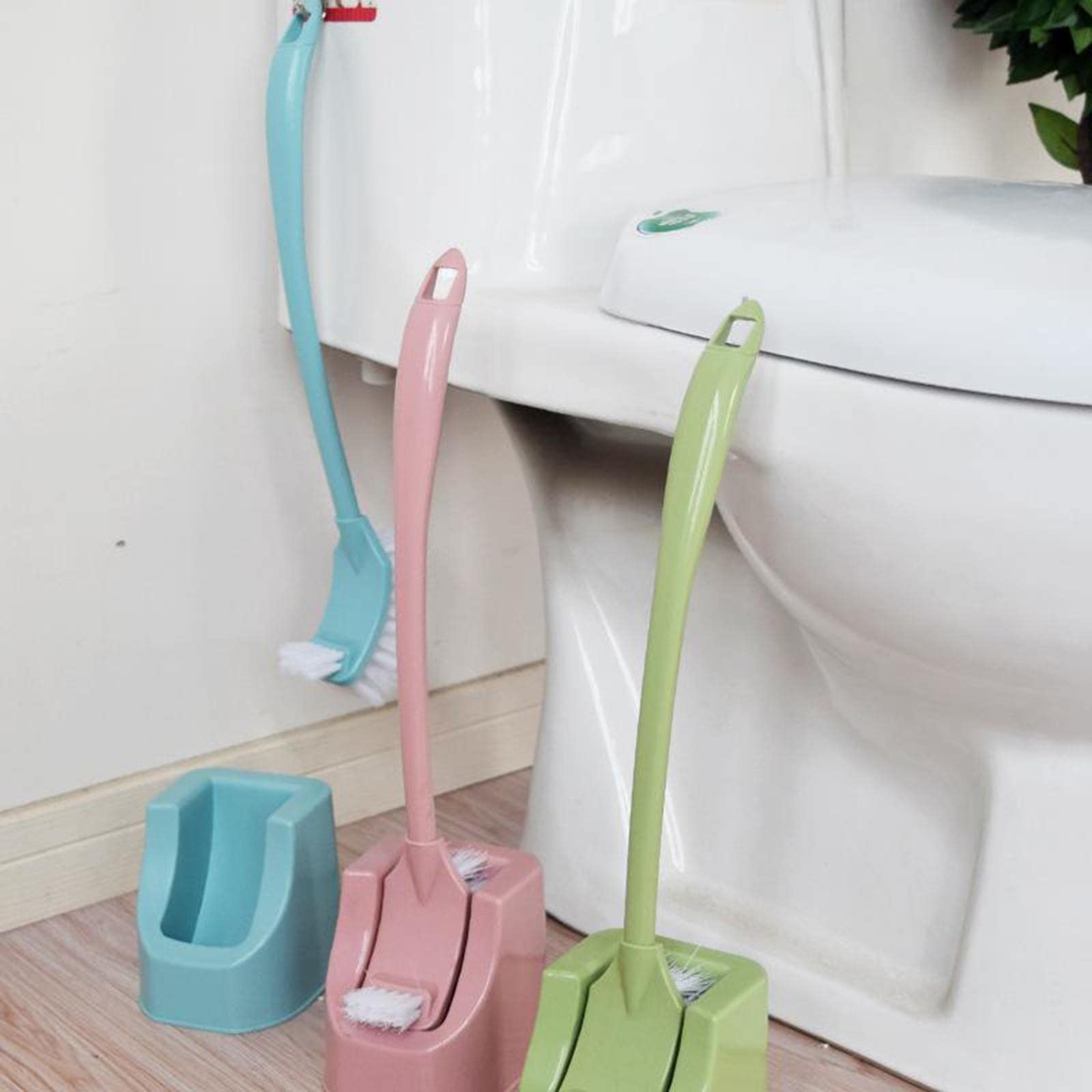 Toilet Cleaning Brush and Holder Bathroom Storage and Organization Pink-picture-32