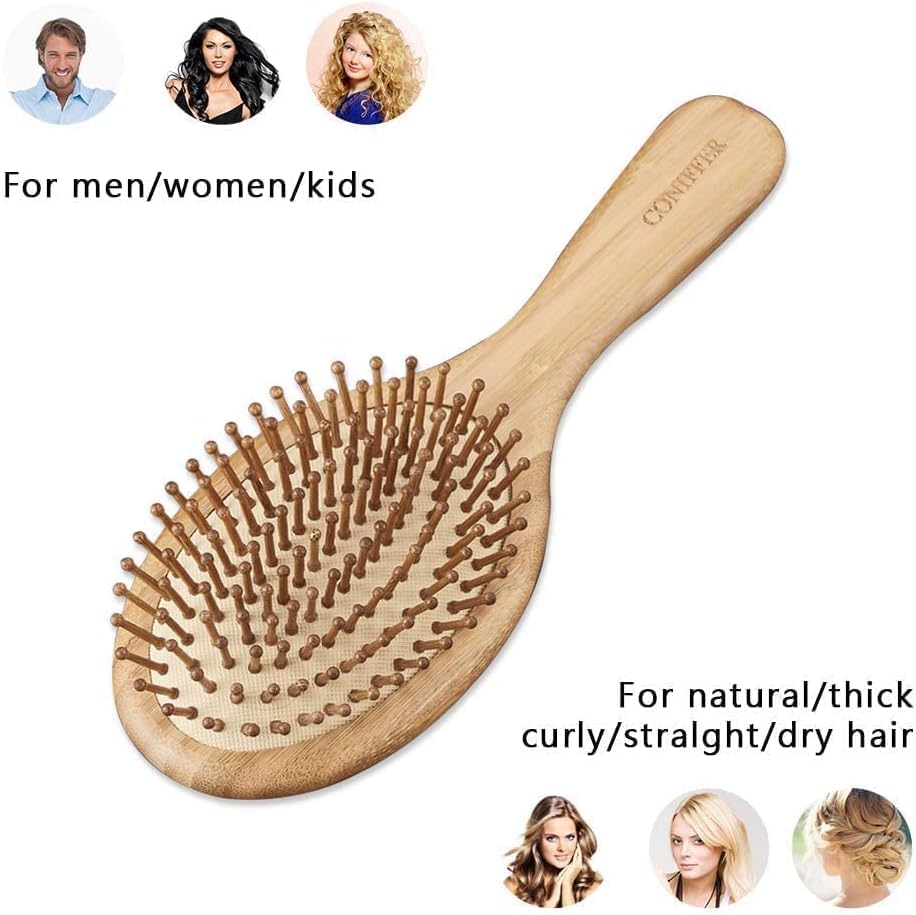 Image of Mart Wooden hair brush for Women & Men - Bamboo wooden Paddle hair brush for men women Curly hair - Bamboo Wooden brush for hair growth with flat paddle brush comb