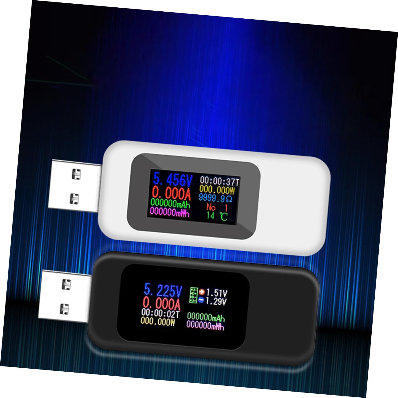SHINEOFI Detector De Voltaje De 4 Piezas Comprobador De Voltaje Multímetro Comprobador Eléctrico Comprobador USB Voltímetro De Potencia Comprobador De Carga Monitor Con Pantalla Lcd