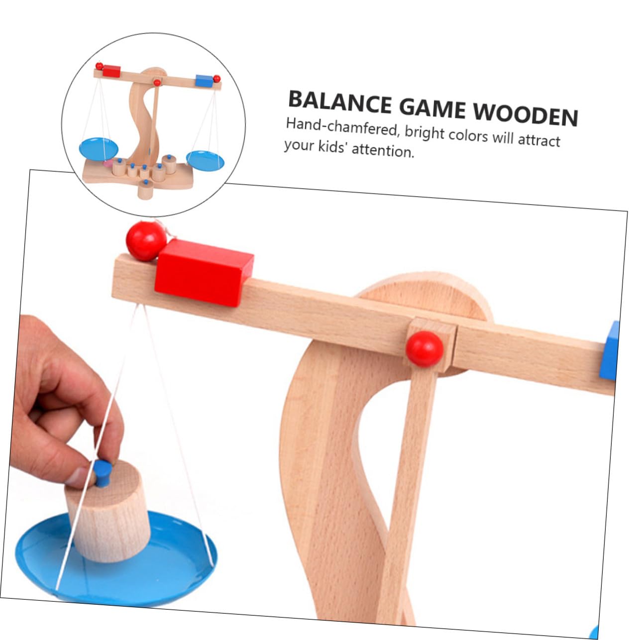 BESPORTBLE Educativo De Balanza De Madera para Niño Niña Juguete De Equilibrio Práctica y Resta Herramienta Didáctica Montessori para Edades Infantiles