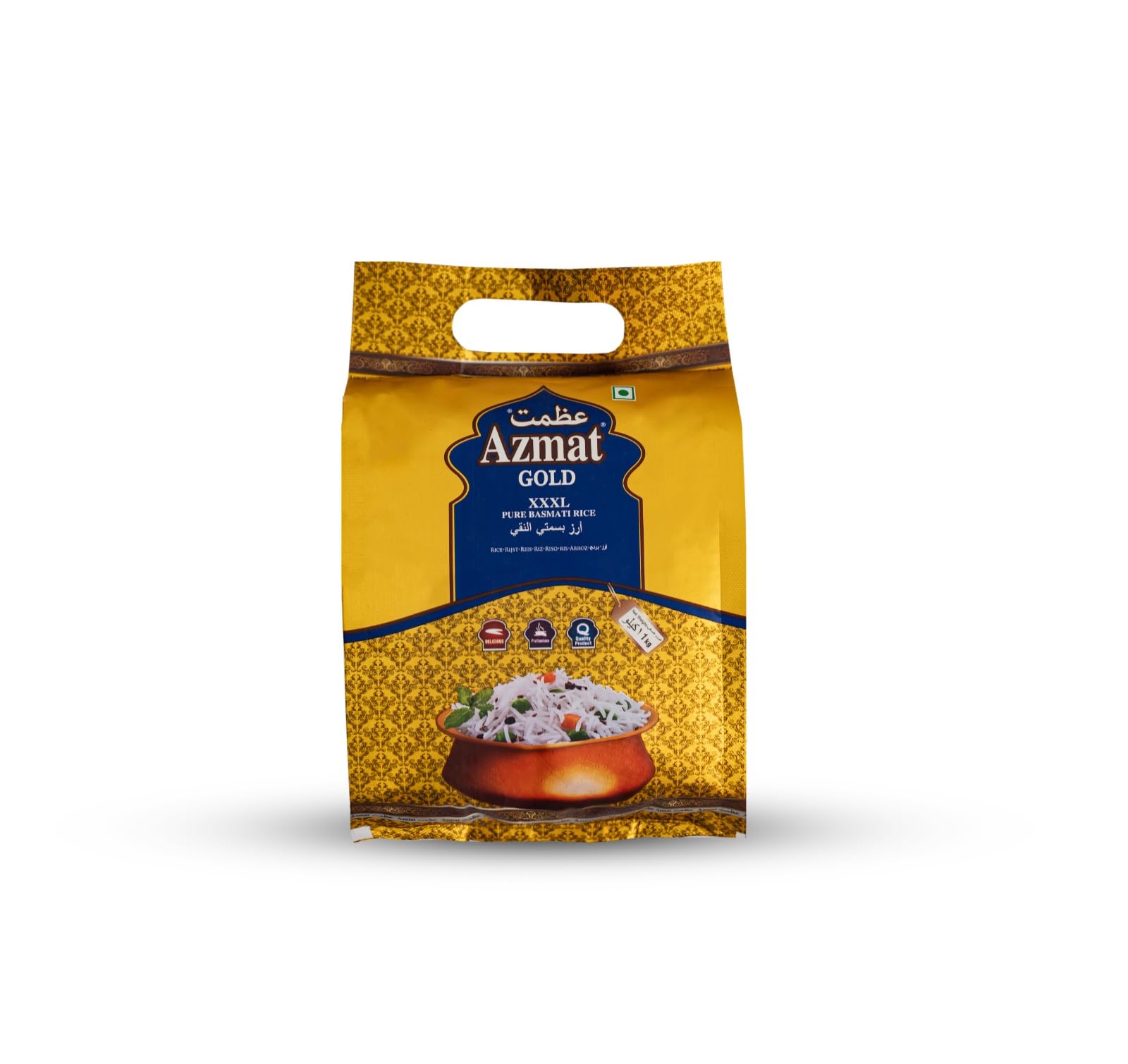 Azmat Gold Steam Basmati Rice XXXL - 1 kg Pack -Premium Quality Extra Long Grain Steam Basmati Rice, Best for Biryani, Pulao, fried rice, Rice Bowls and Rice Pudding
