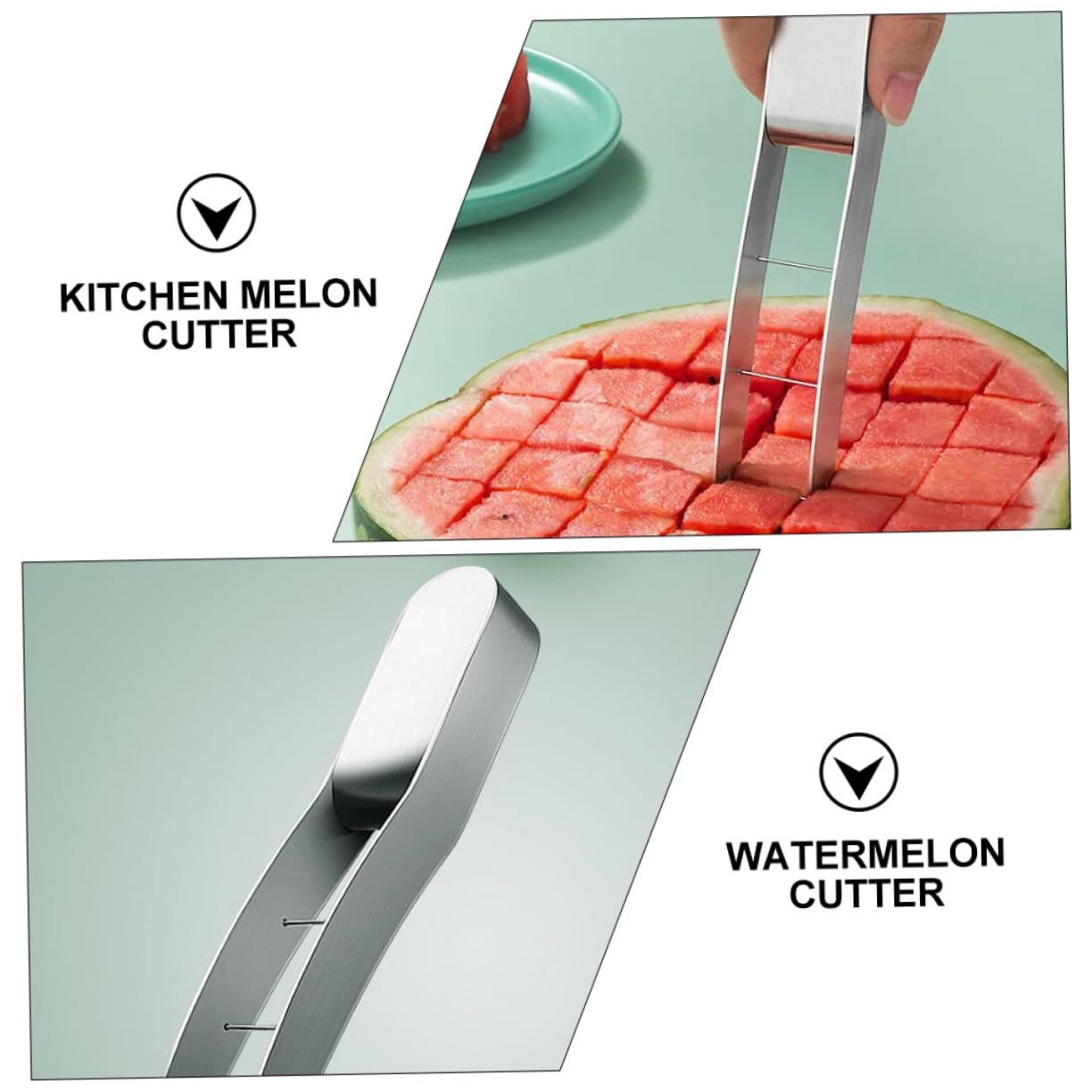 COLLBATH 1Pc Simple Watermelon Cutter Tool Lightweight Kitchen Melon Dicing Gadget Design for Even Slicing Non Skid Handle for Summer