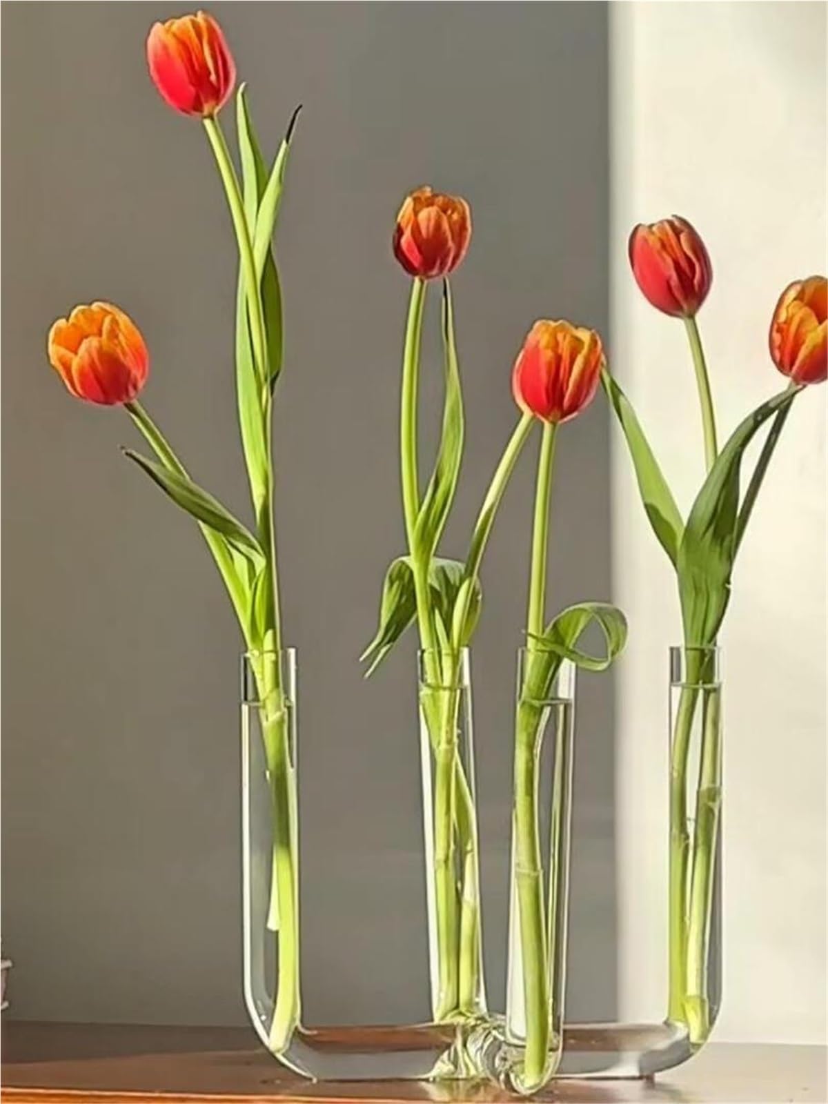 Vase Hydroponique Verre Vase à Fleurs en Verre Artistique, Tuyau courbé, récipient de hydroponique Petit diamètre, Accessoires décoration Simples for Salon(4-Section Elbow Vase)