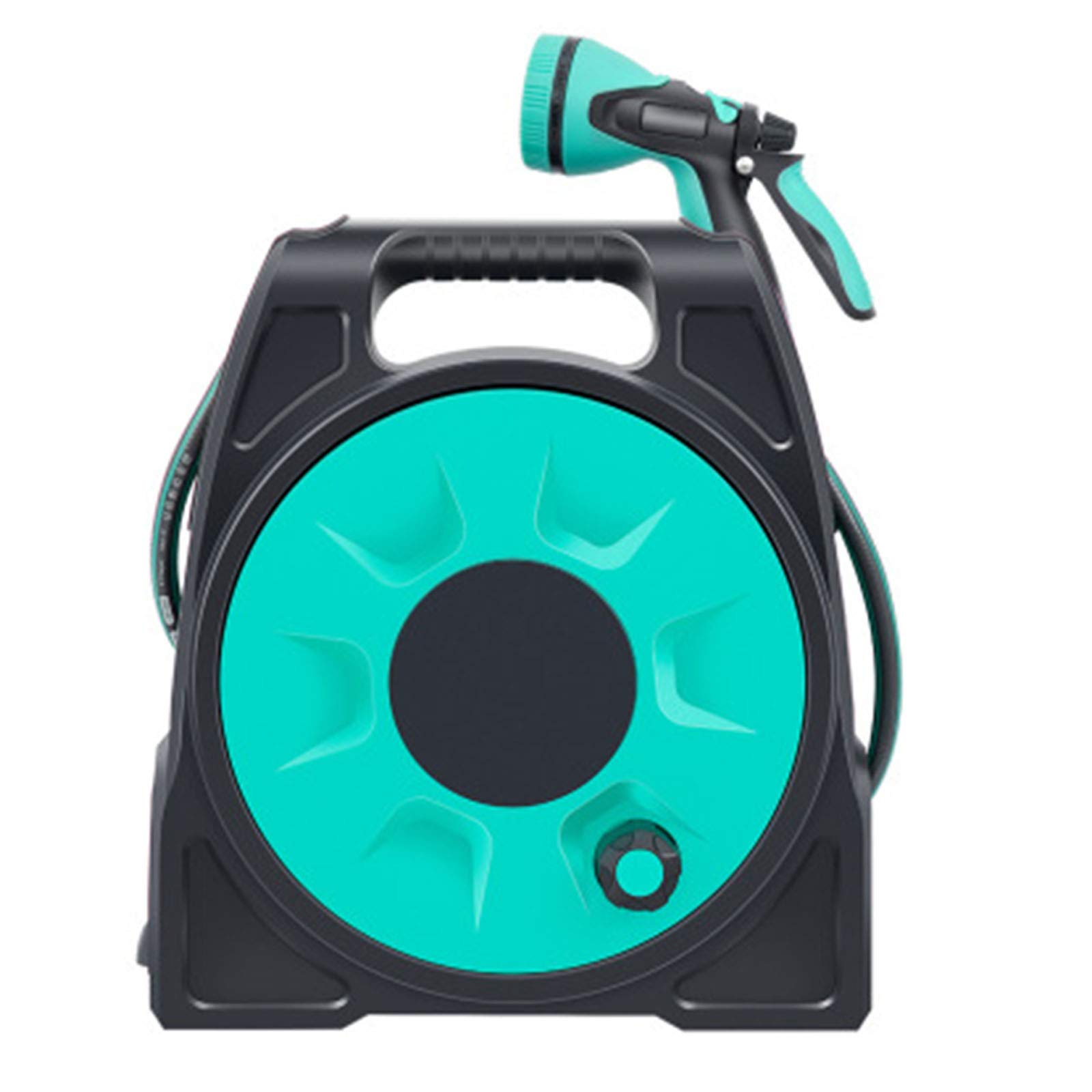 Enrollador de Manguera de Jardin, Carrete de Manguera Retráctil Automático, 9 Modos de Pulverización 180° Giratorio Carrete portamanguera para Riego de Jardín Lavado de Autos,25m
