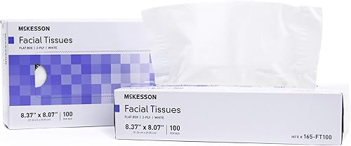 McKesson Facial Tissue, 2-Ply, White, 8.37 in x 8.07 in, 100 Count, 1 Pack