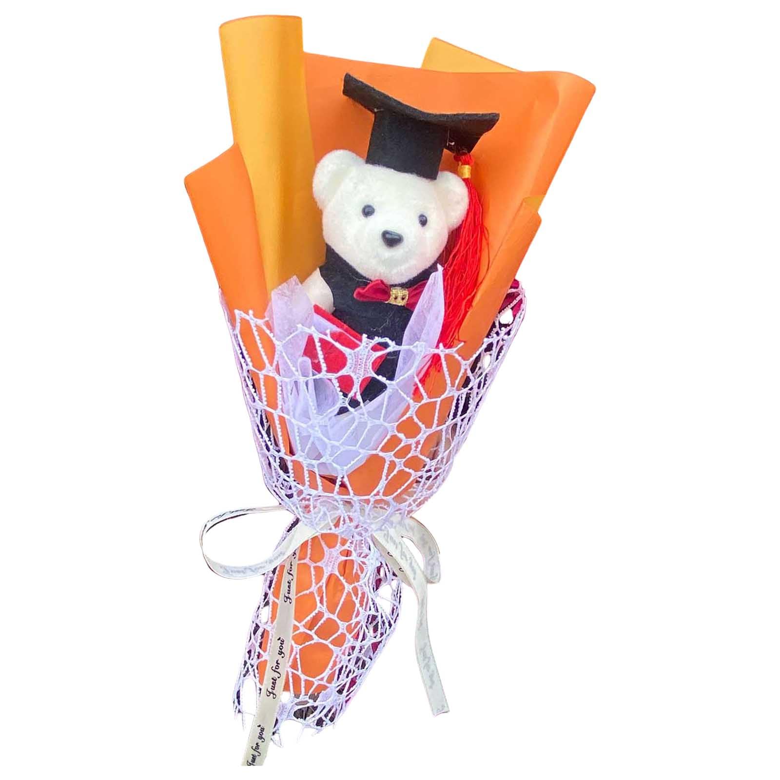 Tsophreniq Realistic Flower Bouquets for Student Teacher Graduation Bouquets Artificial Flower with Bear for Graduation Toy Bouquet
