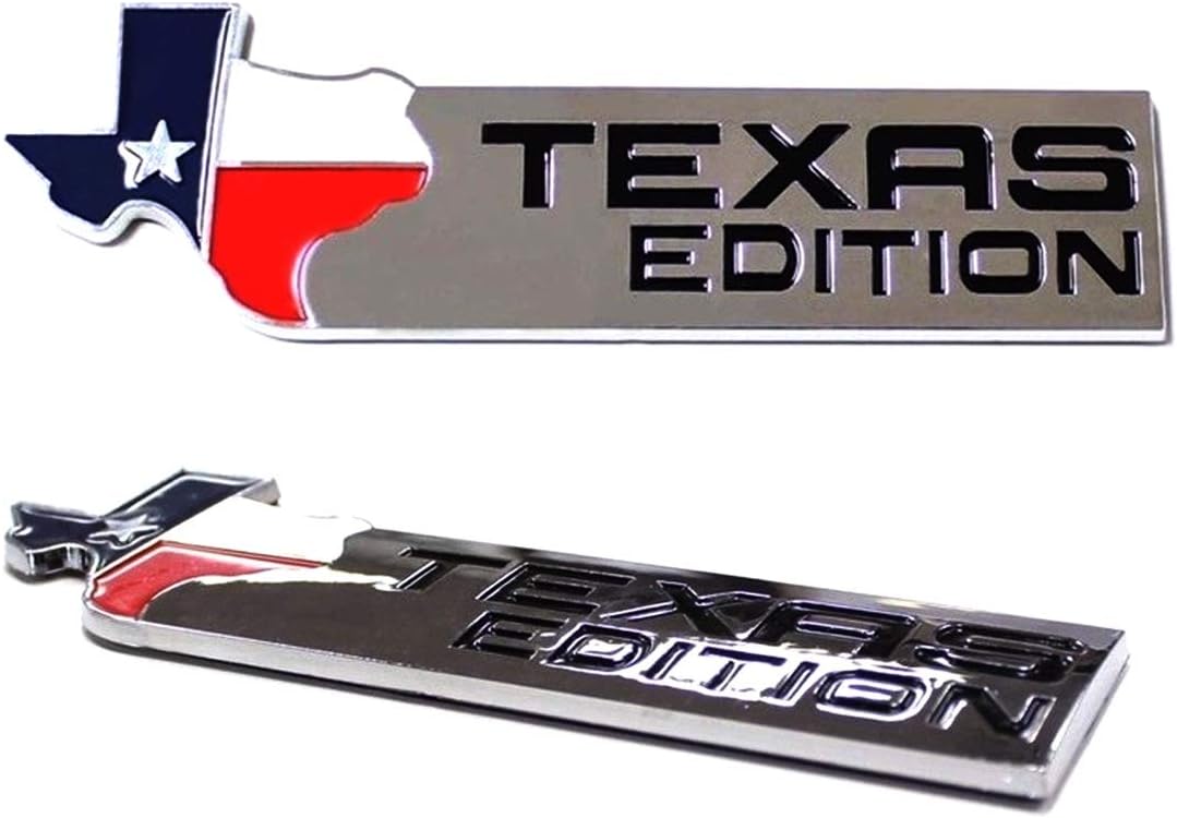 iJDMTOY (1 Chrome Finish 3D Texas Edition Emblem Badges for Ford F-150 F-250 F-350 (Also Universal for Chevy GMC Dodge Trucks)