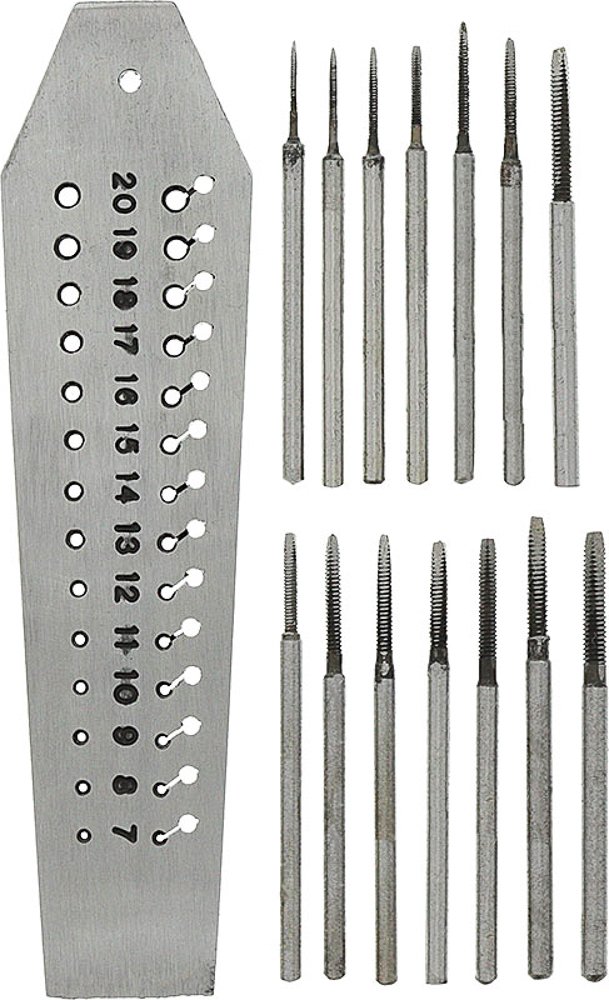 DIY Crafts Pattern No # 3, Tape & Die Set, Mini TAP and DIE Set 14 TAPS & SCREWPLATE & PIN Vise Set 0.7-2mm + Mini Hand & Table Be (Pattern No # 3, Tape & Die Set)-image-33