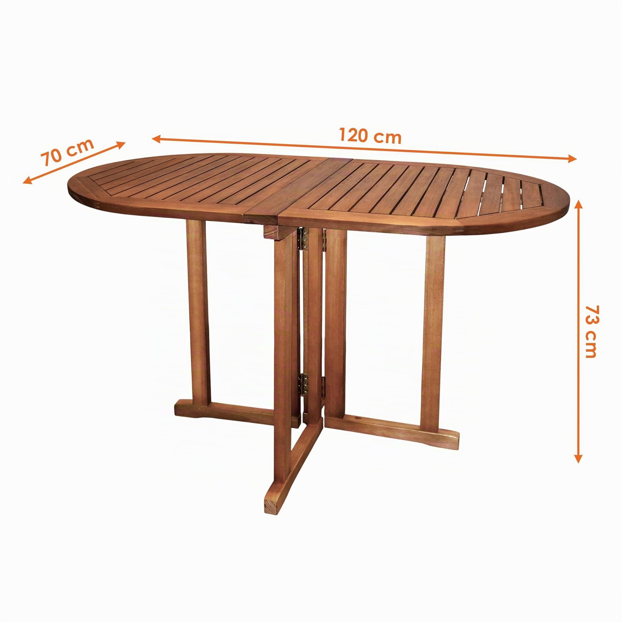 Spetebo Tavolo da giardino ovale in legno di eucalipto - 120x70x73 cm - pieghevole per birra Bistrot balcone oliato