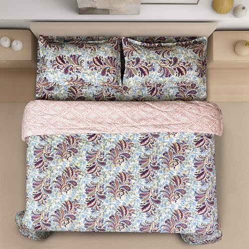 Image of Signature Reversible Super Soft Double Bed Comforter /Quilt Set 350GSM 88x90 inches, and Fitted Elastic Bed Sheet with Pillow Covers (Trendsetter, Comforter Set)