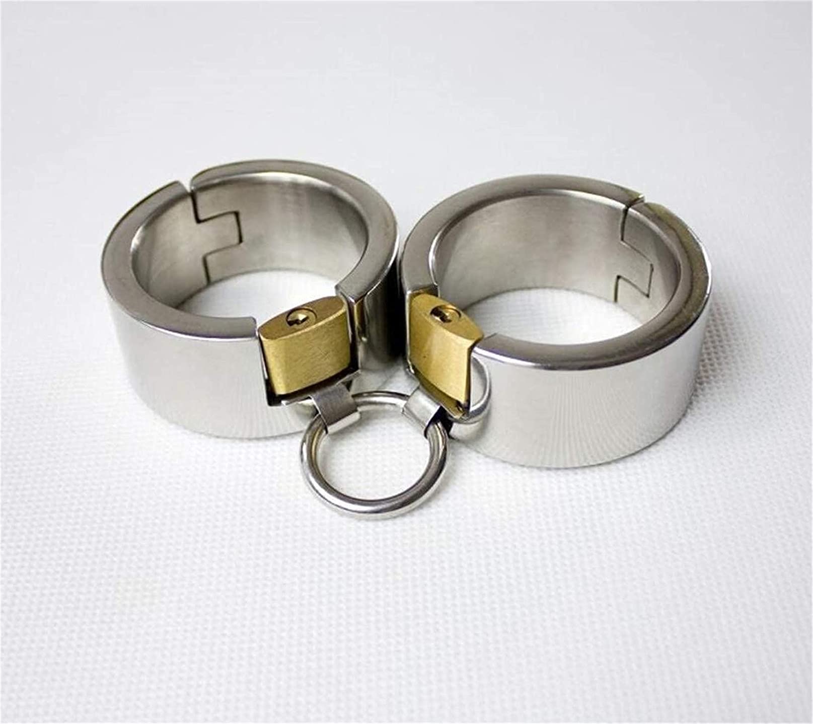 3cm Hoch Schwer Edelstahl Handfesseln, 1 Paar Metall Bondage Handschellen Handcuffs Fetisch Erwachsene Slave Abschließbar Handgelenk Manschette Erotik Sexspielzeug für Paare,Frauen4.7 * 5.7cm,Silber