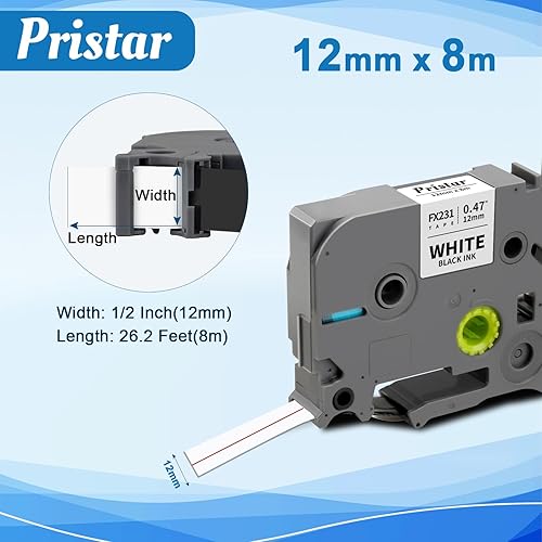Miniatura 2 de Pristar Cinta de etiquetas de repuesto compatible para TZe-FX231 0.472 in 0.47 pulgadas, cinta laminada de identificación flexible compatible con