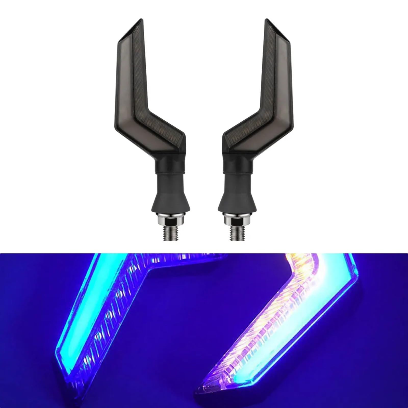 1 Paio 12V 10mm A Forma Di Indicatore Direzione Per Moto Luminoso Che Scorre Flash Marcia Diurna DRL Guida Fanale Posteriore(Blue)