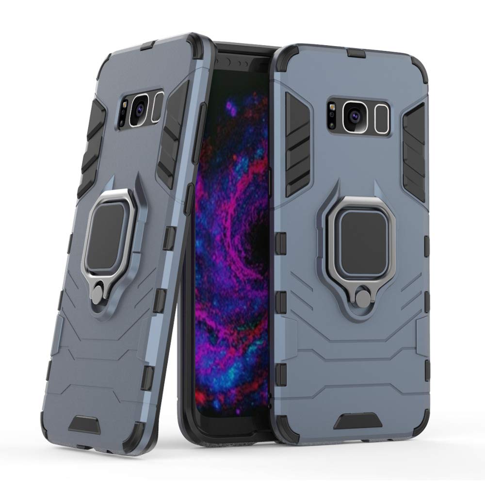 Mobirush Hybrid Armor Shockproof Soft TPU and Hard PC Back Cover Case with Ring Holder for Samsung Galaxy S8 Plus - Armor Grey (B07XWB9TCM) Amazon Price History, Amazon Price Tracker