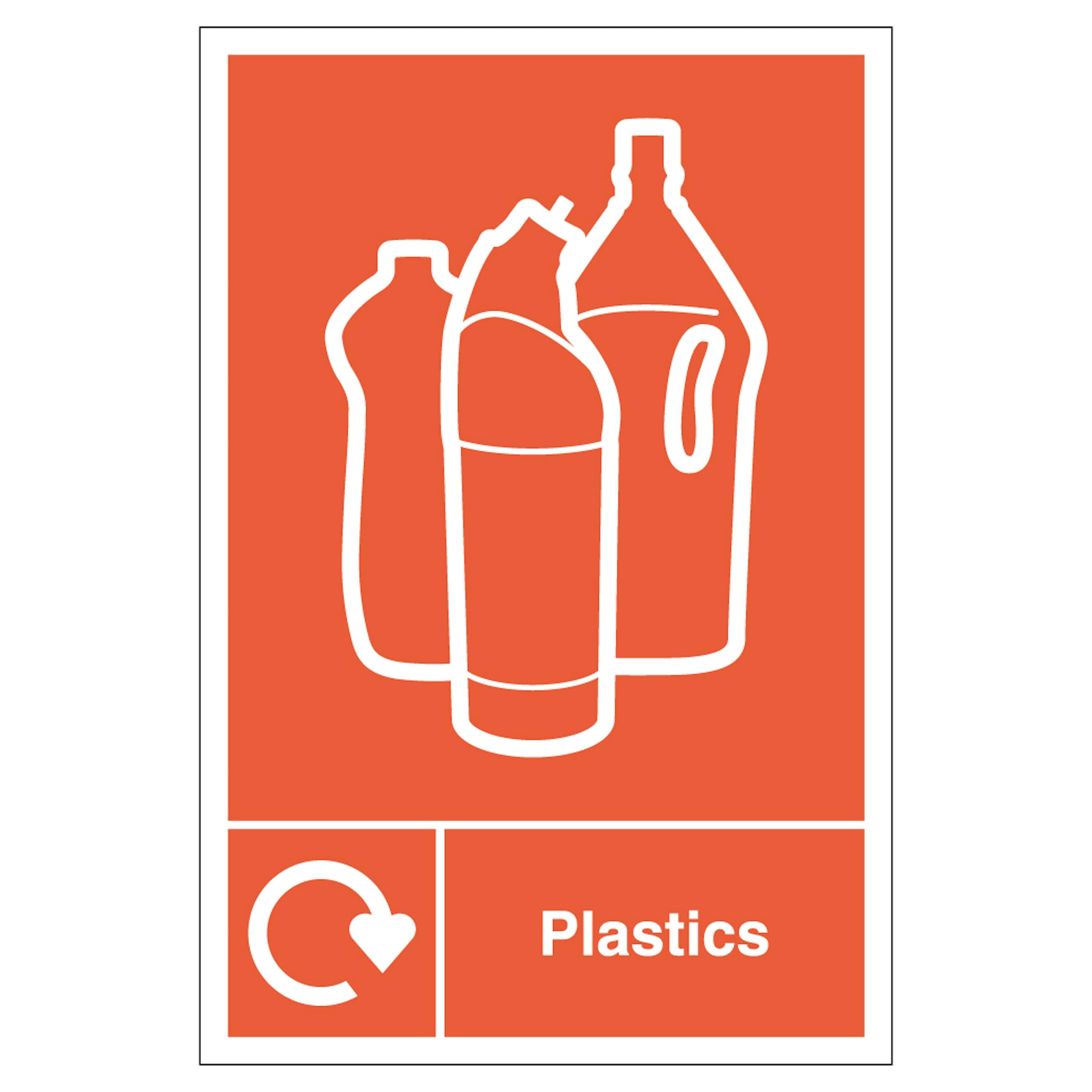 V Safety WRAP - Plastics Recycling 300 x 400mm - 2mm Rigid Plastic Safety Sign