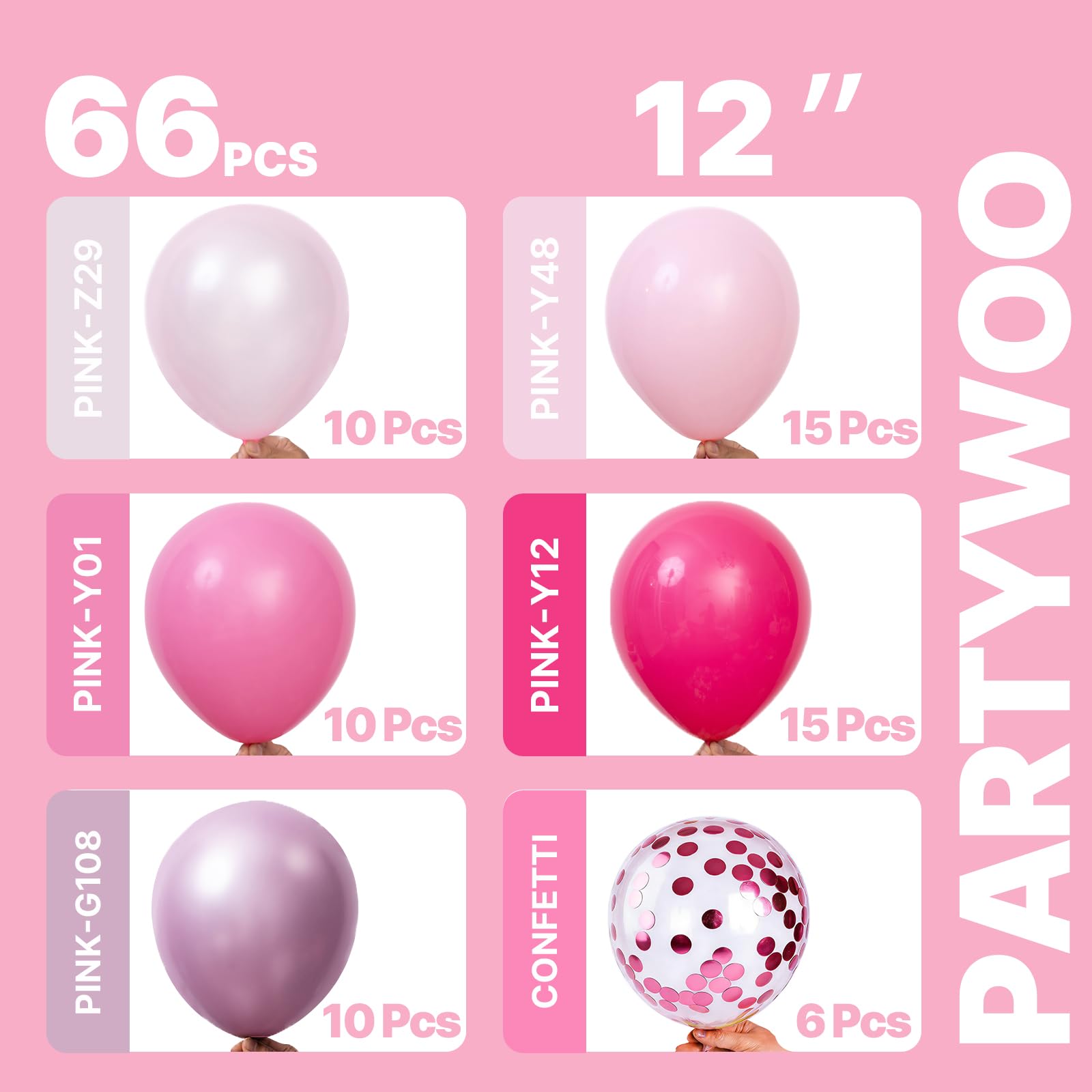 Hot Pink Balloons - 66pcs 12 Inch Party Balloons -2 Hot Pink Balloons - 66pcs 12 Inch Party Balloons -2