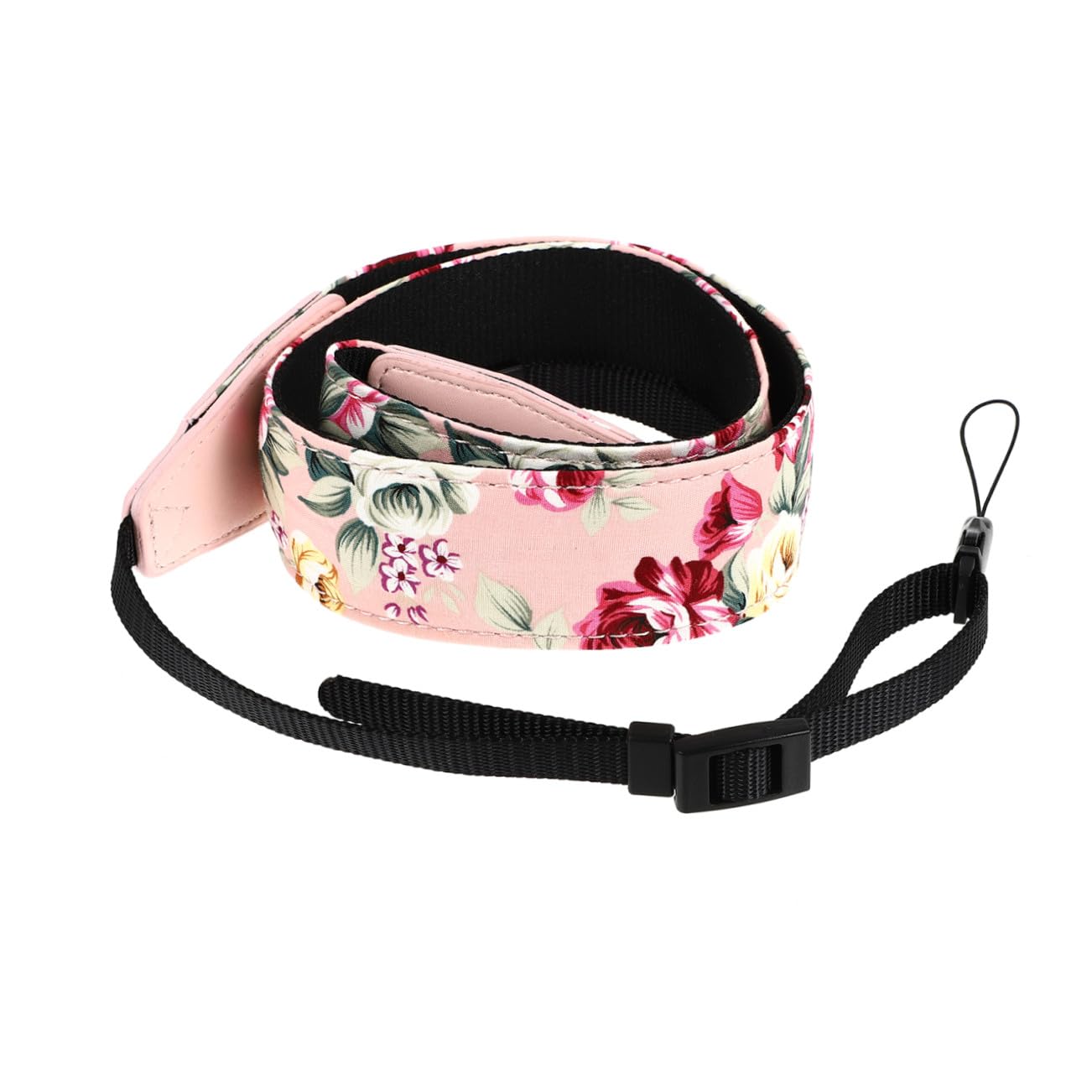 Nylon Ukulelengurt mit Verstellbarem Karabinerhaken Hawaiian Style Schultergurt für Erwachsene und Strapazierfähiger Hautfreundlicher Ukulele Gurt mit Pinkem Blumenmuster