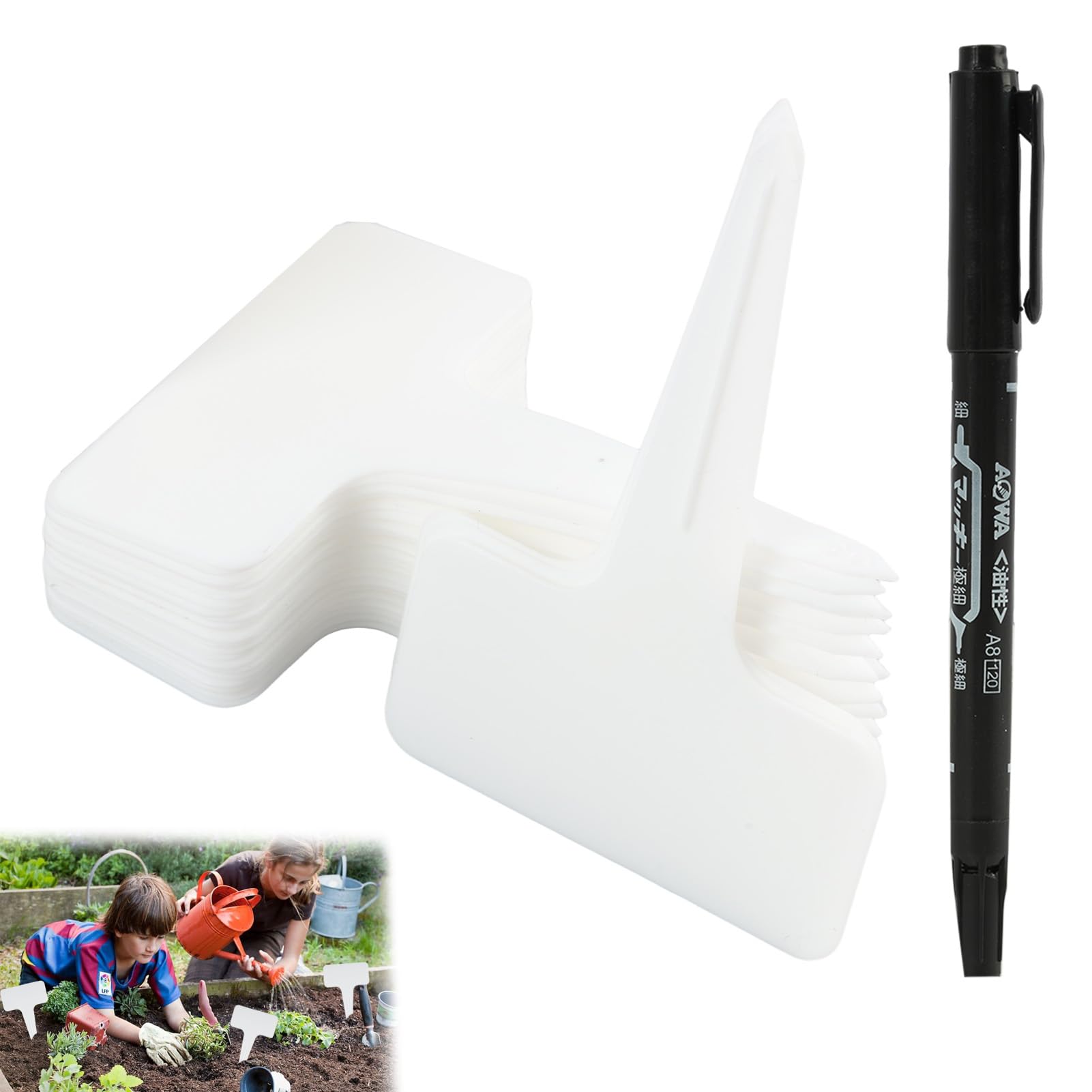 200 Unidades Etiquetas de Plantas Resistentes al Clima con Rotulador Negro, Etiquetas de Jardín Reutilizables para Huertos, Jardines y Macetas