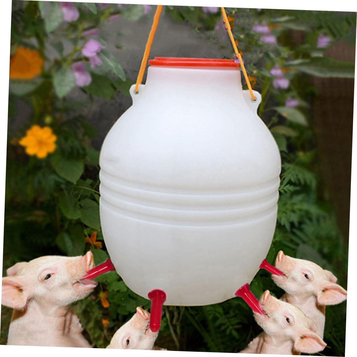 Kisangel Automatic Lamb Feeding Bottle with Silicone Nipples 1L Plastic Lamb Feeder for Goats and Sheep for Farm Use and Livestock Feeding Supplies