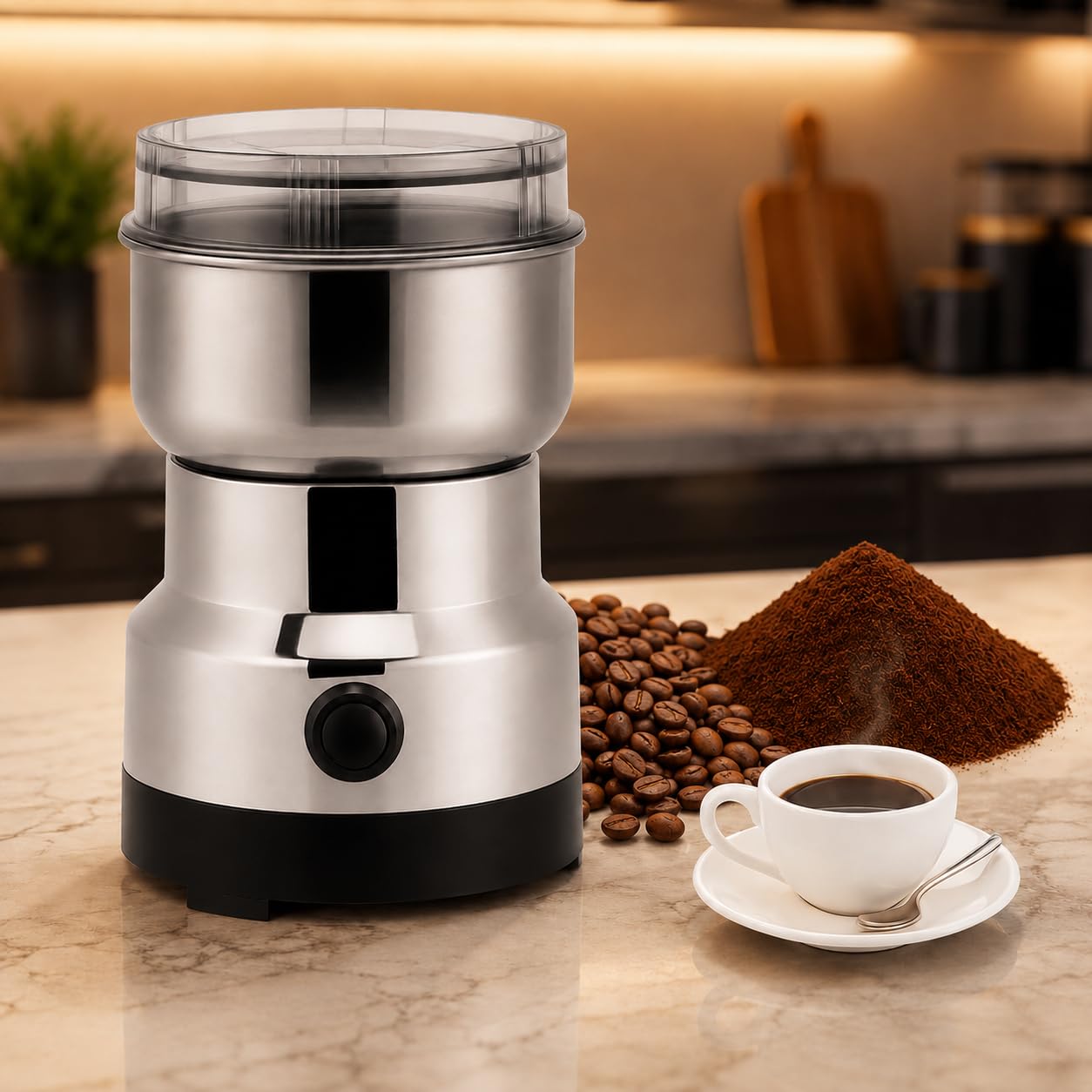 Moedor de Café Elétrico em Aço Inox 220V, Compacto e Potente, Moagem Rápida e Uniforme