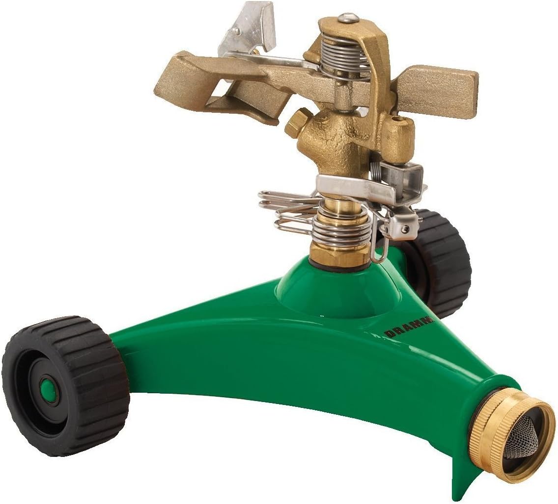 Dramm 10-15034 6 Green Impulse Sprinkler With Heavy Duty Metal Wheeled Base