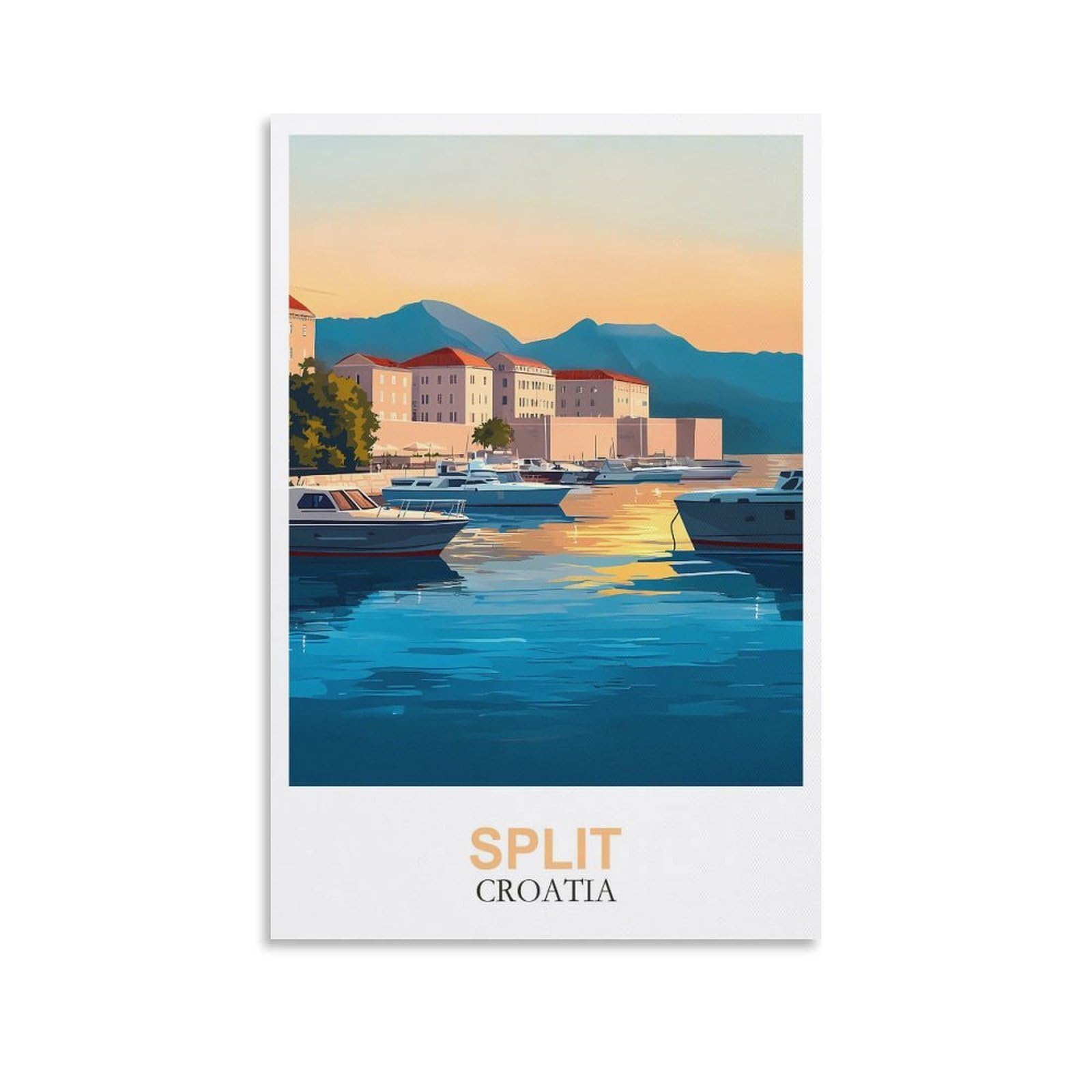 EZMLFA Diamond Painting Art Kits,Split Croatia,5D Diamond Painting Kit for Adults Beginners, DIY Full Round Drill Gem Art Kits for Home Decor 40x50cm