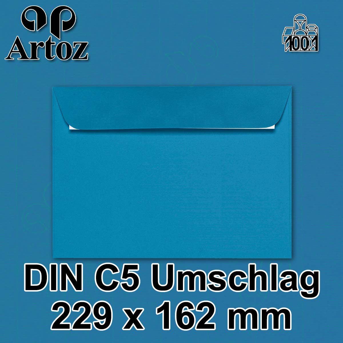 ARTOZ 75 x koperty DIN C5 niebieskie (petrol) - 229 x 162 mm, koperta bez okienka - koperty samoprzylepne - seria ARTOZ 1001
