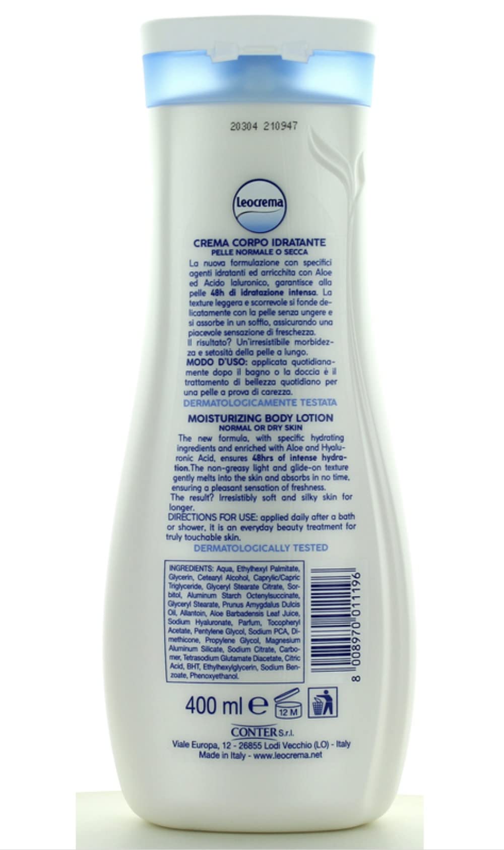 12 x LEOCREMA Körpercreme Flüssigkeit Feuchtigkeitscreme normale Haut 400 ML