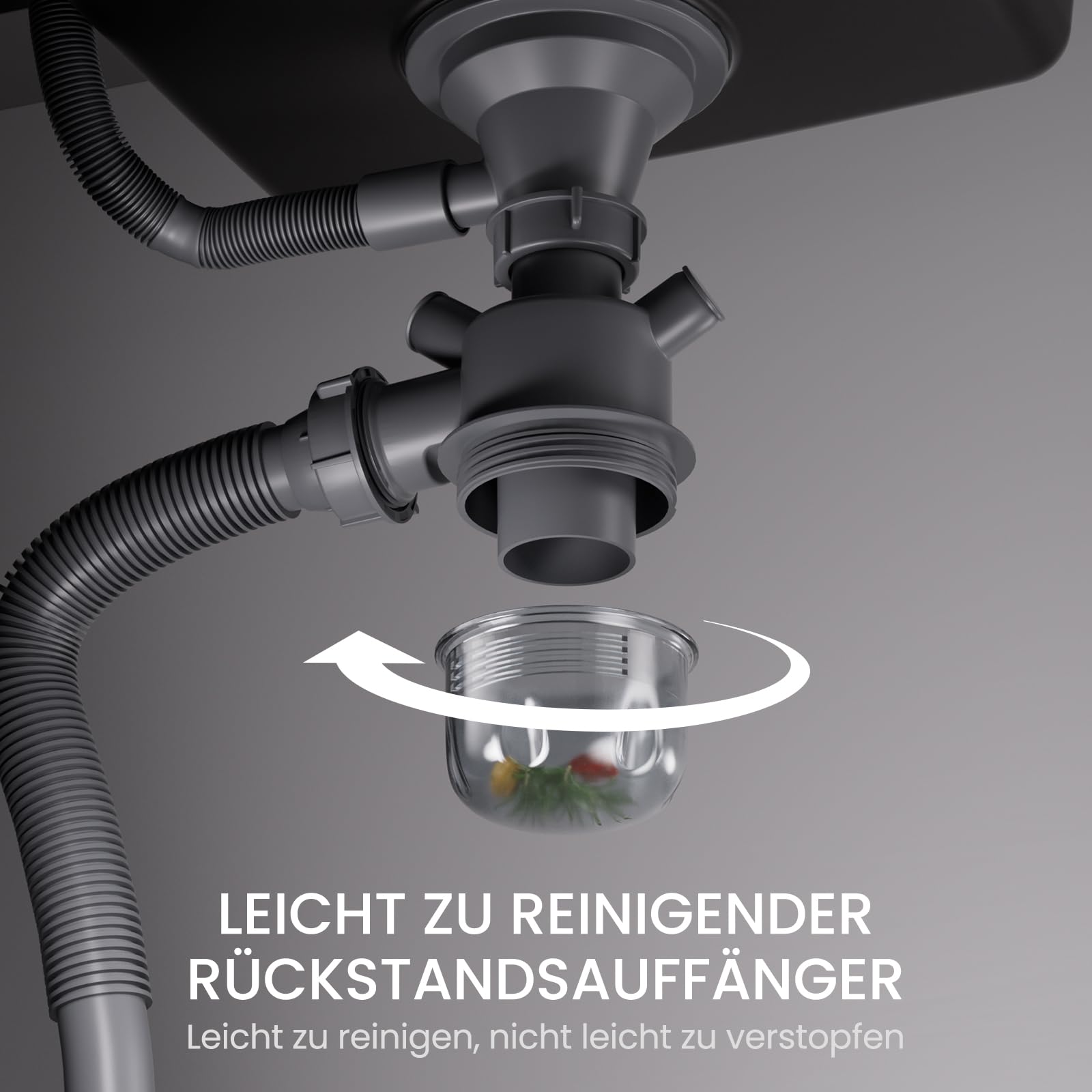 CECIPA Spülbecken mit Abtropffläche 86 x 45 cm, Spüle küche Schwarz, Granitspüle Küchenspüle Graphitschwarz, Küchenwaschbecken, 1 becken, inkl. Siphon Ab- und Überlaufgarnitur | Spülbecken mit Abtropffläche 86 x 45 cm, Spüle küche Schwarz, Granitspüle Küc
