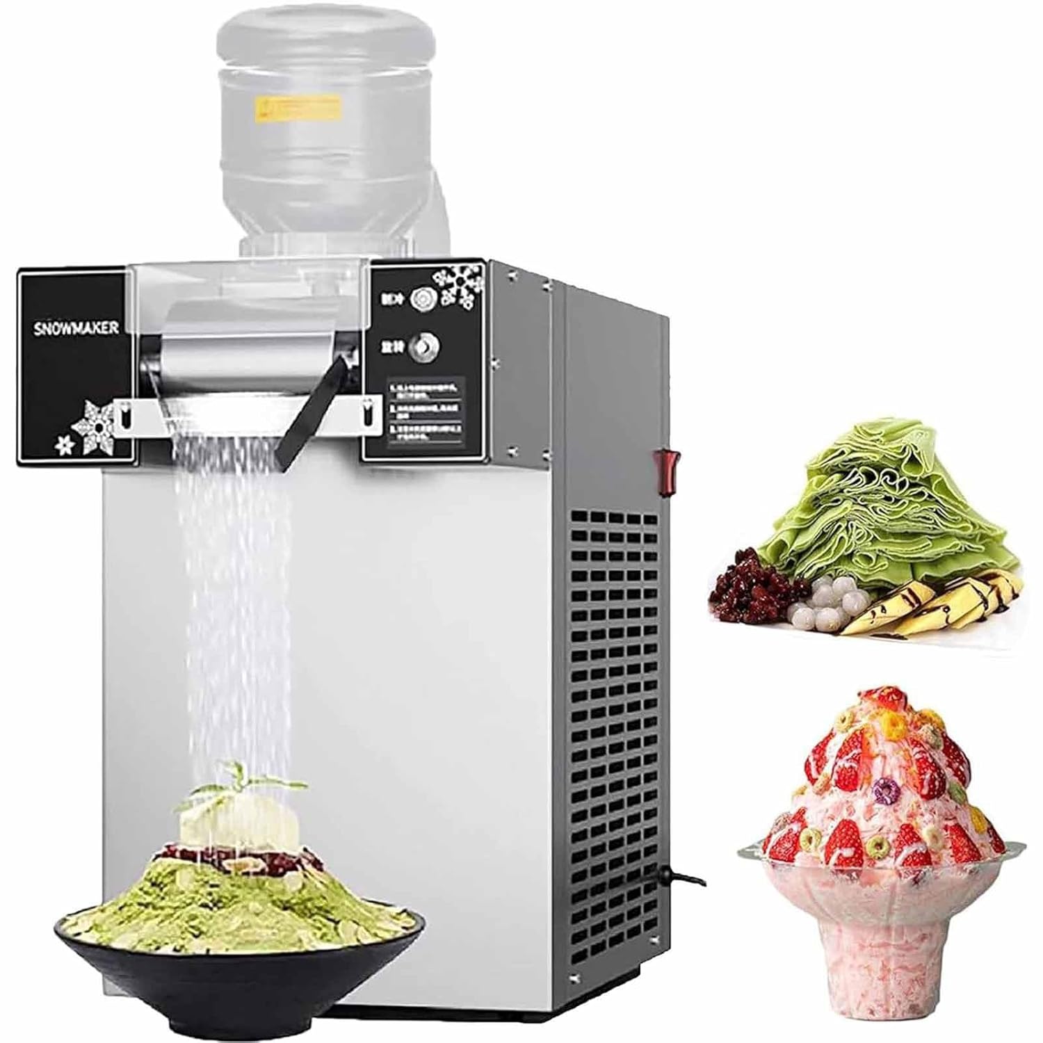 Snowflake Ice Machine Commercial Ice Shaver Machine, Korean Shaved Ice Machine Commercial Snowflake Ice Maker, Snow Cone Machine, Fast Cooling, for Snack Bar, Ice Cream Shop 1200W