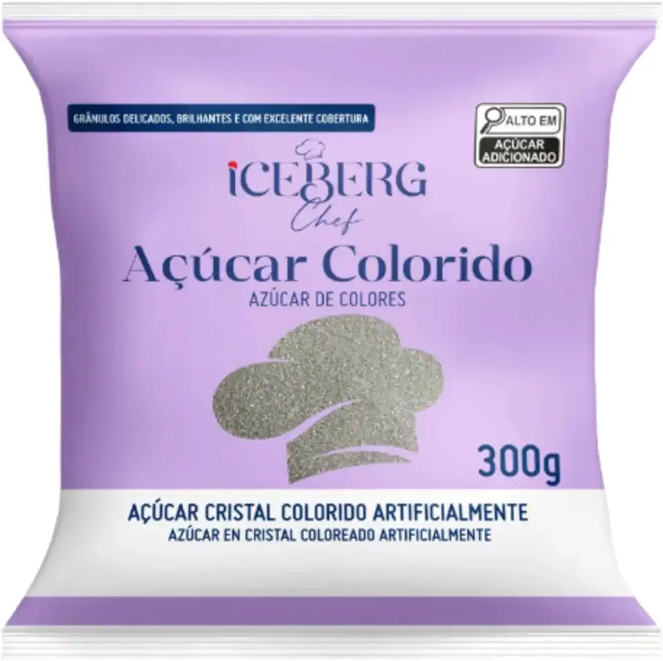 Açúcar Prateado Cristal 300g Confeitaria Fina Iceberg