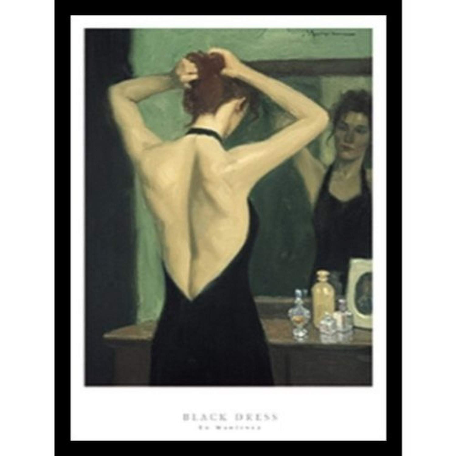 painting of woman in black dress Black Elegance  Woman in Black Dress Painting | Black Woman Art