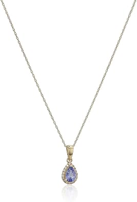 10k Yellow Gold Tanzanite and Created White Sapphire Pendant