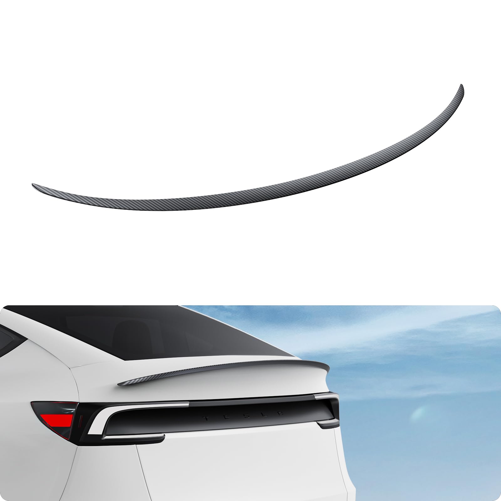BASENOR Rear Spoiler for 2025 2026 Tesla Model Y Juniper Matte Carbon Fiber