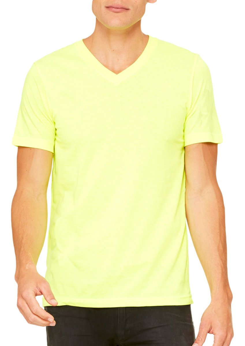 Bella + Canvas Unisex Jersey Short-Sleeve V-Neck T-Shirt M NEON YELLOW