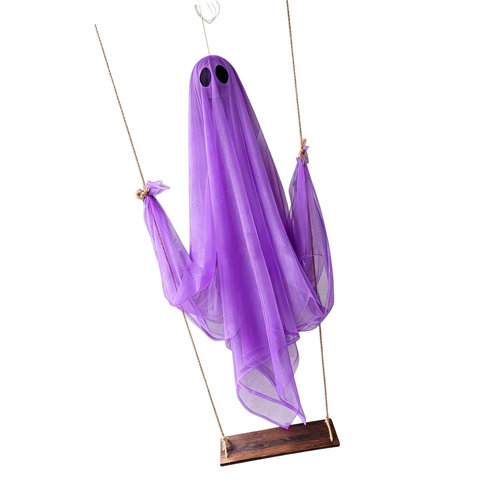 carotoe Gauze Specter on Wooden Swing Suitable for Seasonal and Themed Party Decoration Hanging Ornament Drifting Manifestation Deck