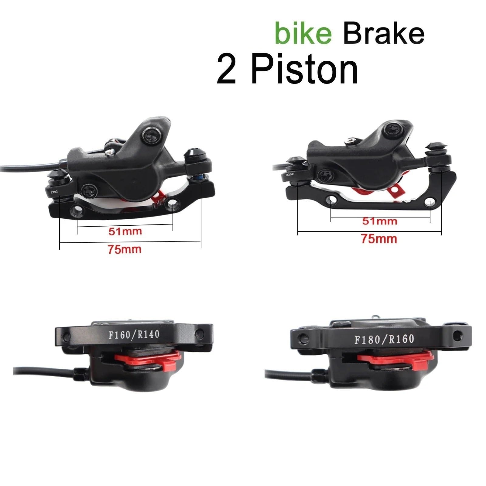 Juego de Frenos de Disco hidráulico para Bicicleta, 2 pistones, Bicicleta, Scooter, MTB, Tubo de Aceite Delantero y Trasero de 950mm y 1650mm